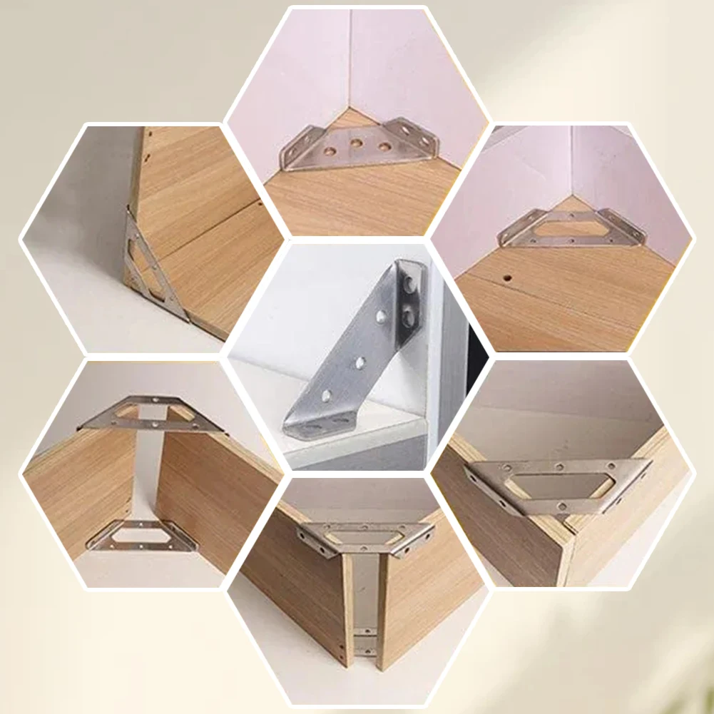 Description Picture 5 of itemUniversal Furniture Corner Connector Triangular Furniture Support with 4 Screws Furniture Bracket Stainless Steel for Furniture