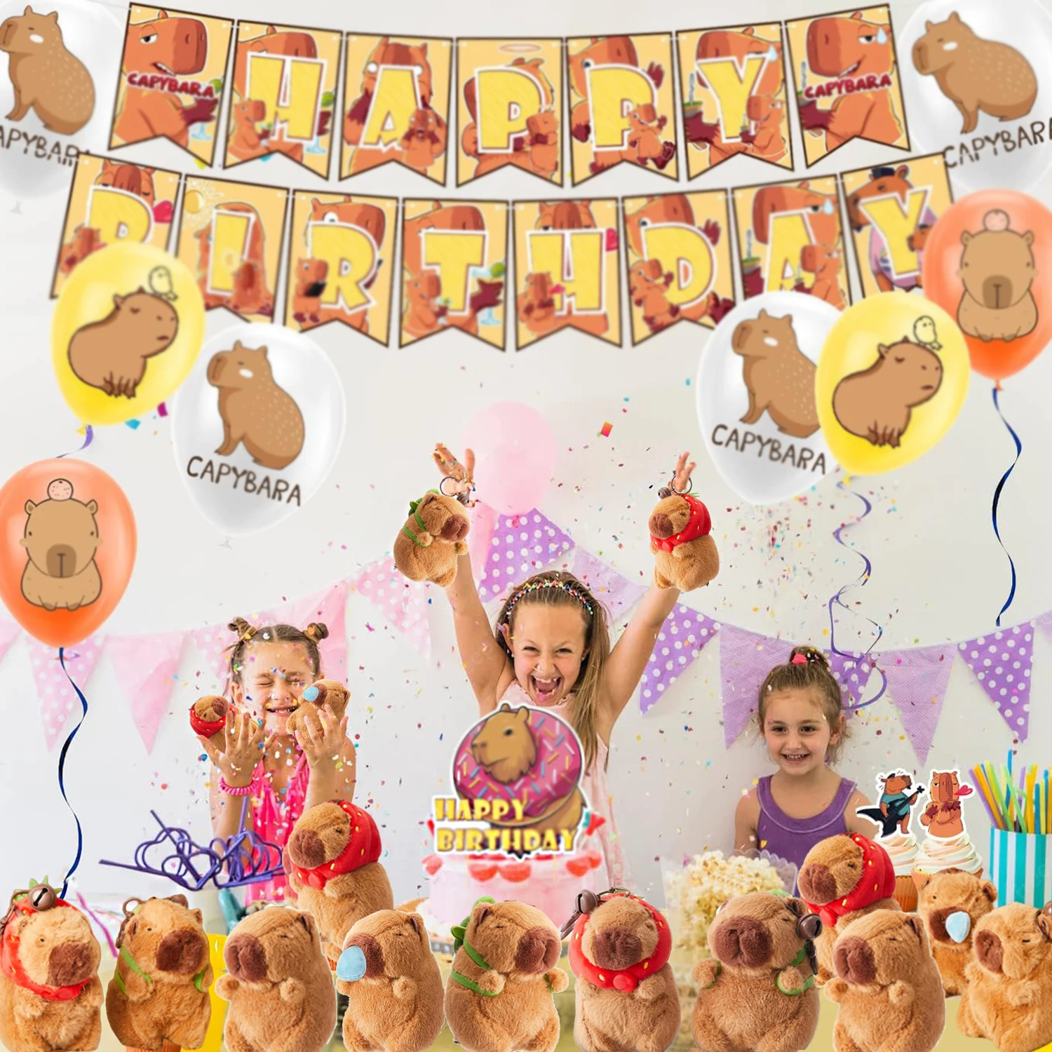 Capybara Plush Keychain Cute Capybara Stuffed Animals Toys Fluffty Animal Keyring Pendant for Backpack Birthday Gift 8-48 Pcs plush toy plush keychain key chain capybara plush toy
