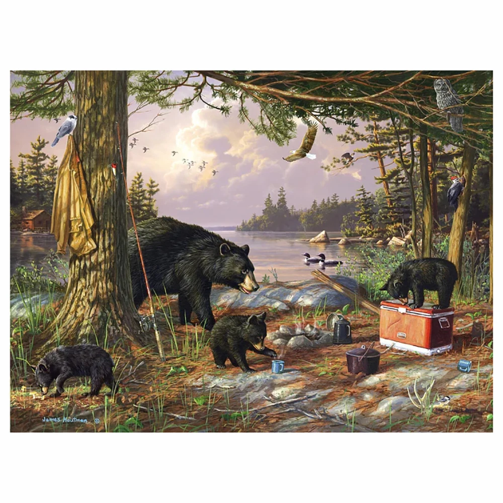 

KamyYi Diamond Oil Painting Forest Black Bear DIY Cross Embroidery Full Diamond Inlaid Art Embroidery Decoration Home