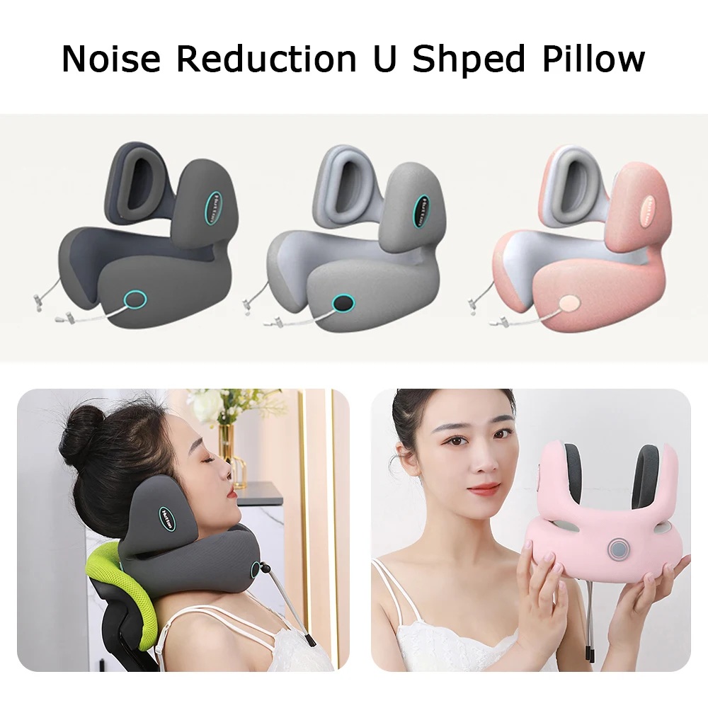 Noise Reduction U-Shape Pillow Travel Headrest Memory Foam Neck Pillow description image