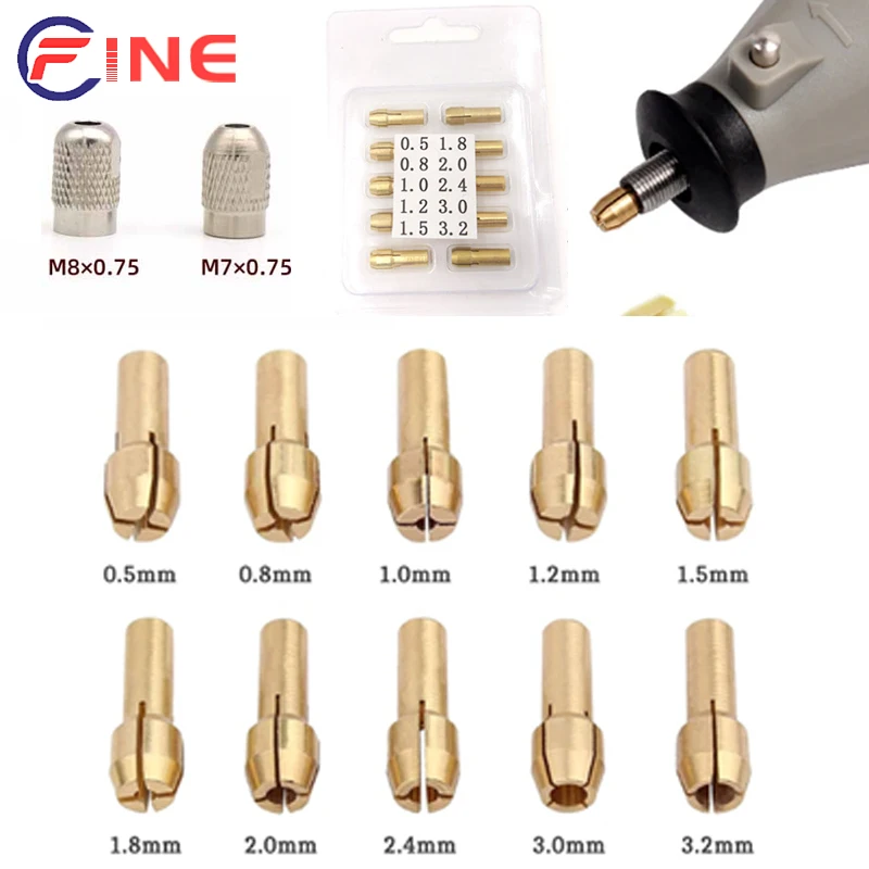 0.5 มม.-3.2 มม.ทองเหลือง Collet MINI เจาะ Chucks สําหรับเครื่องบดไฟฟ้า Dremel โรตารี่เครื่องมือเครื่องมืออุปกรณ์เสริม 4.8mm Shank 1