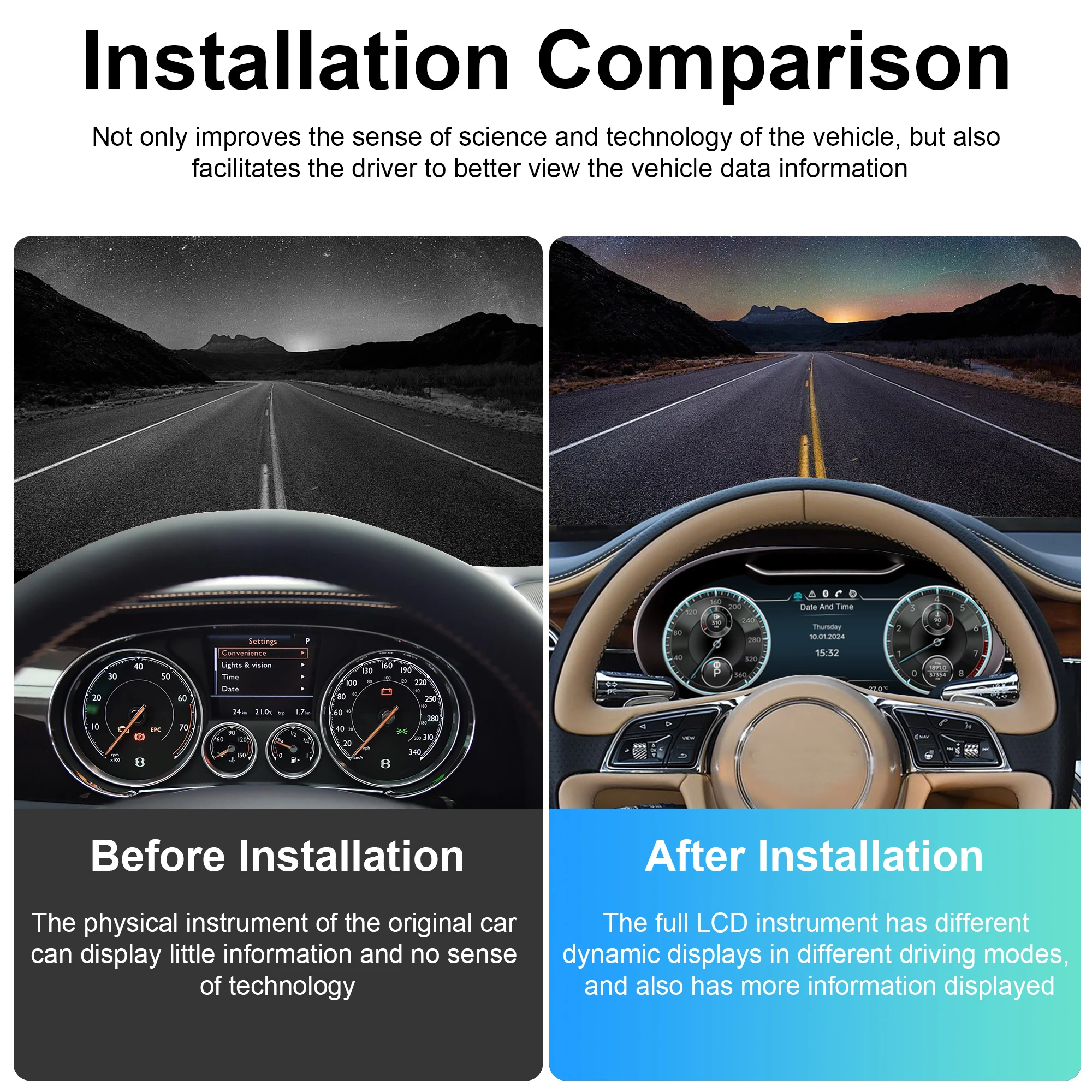 Digital Instrument Cluster For Bentley Flying Spur Continental GT 2012-2017 CarP