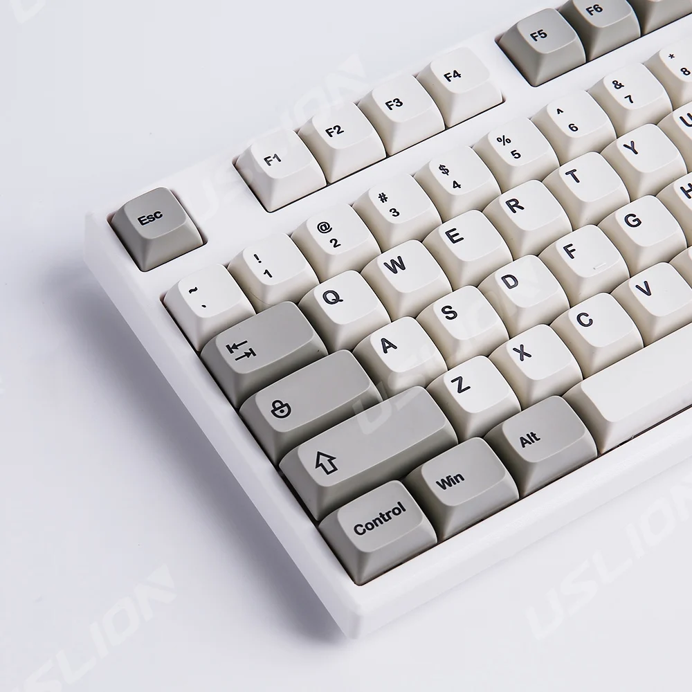 

122 Keys Vintage White Gray Theme Key Cap XDA Profile PBT Dye Sublimation Keycaps For Gaming Mechanical Keyboard MX Switches