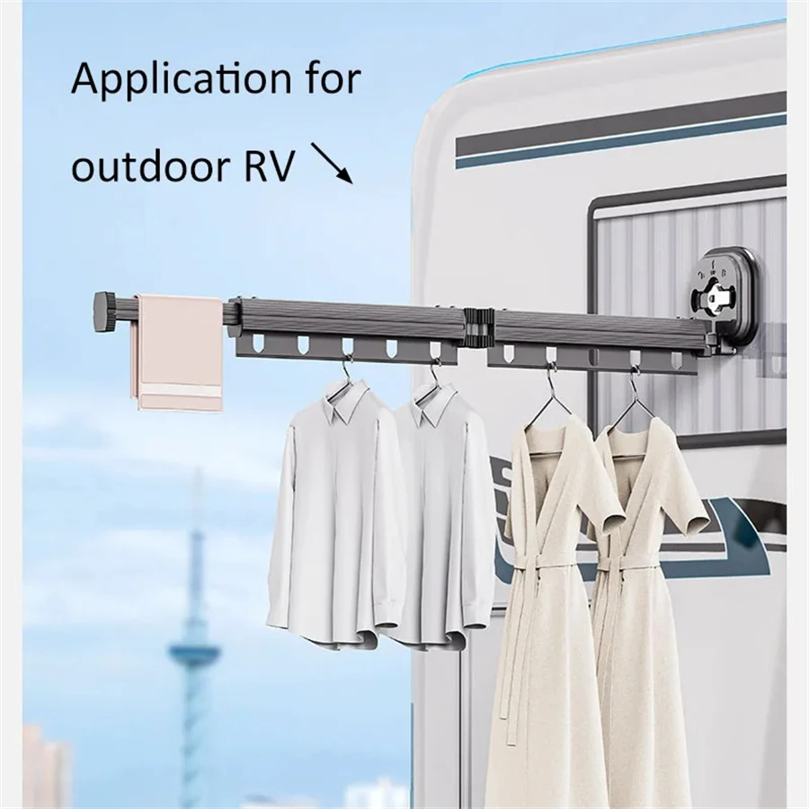 Suction Cup Retractable Cloth Drying Rack Household Wall Mount Laundry Drying Ra