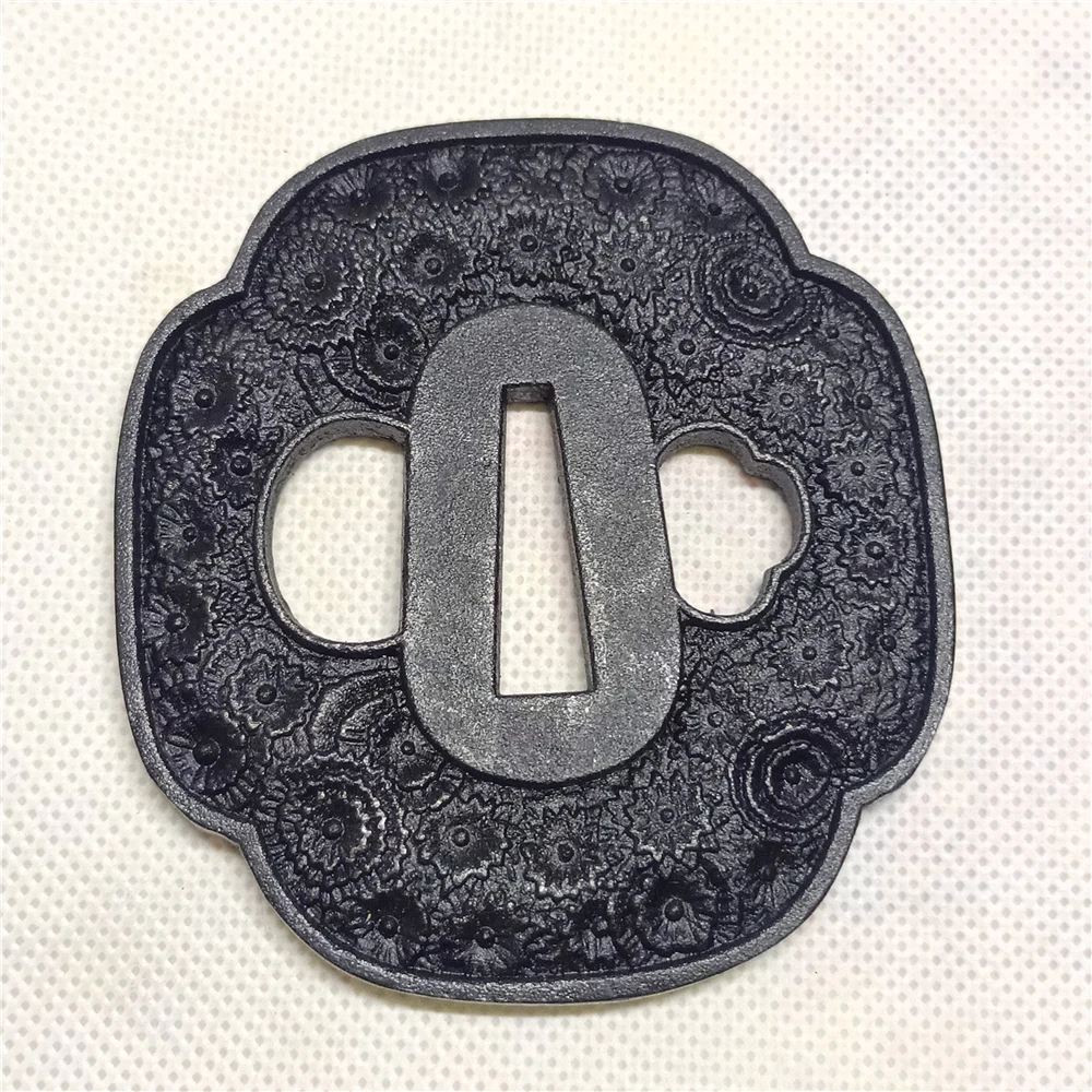 Фото Черная Железная защитная пластина Tsuba для японских фитингов №2