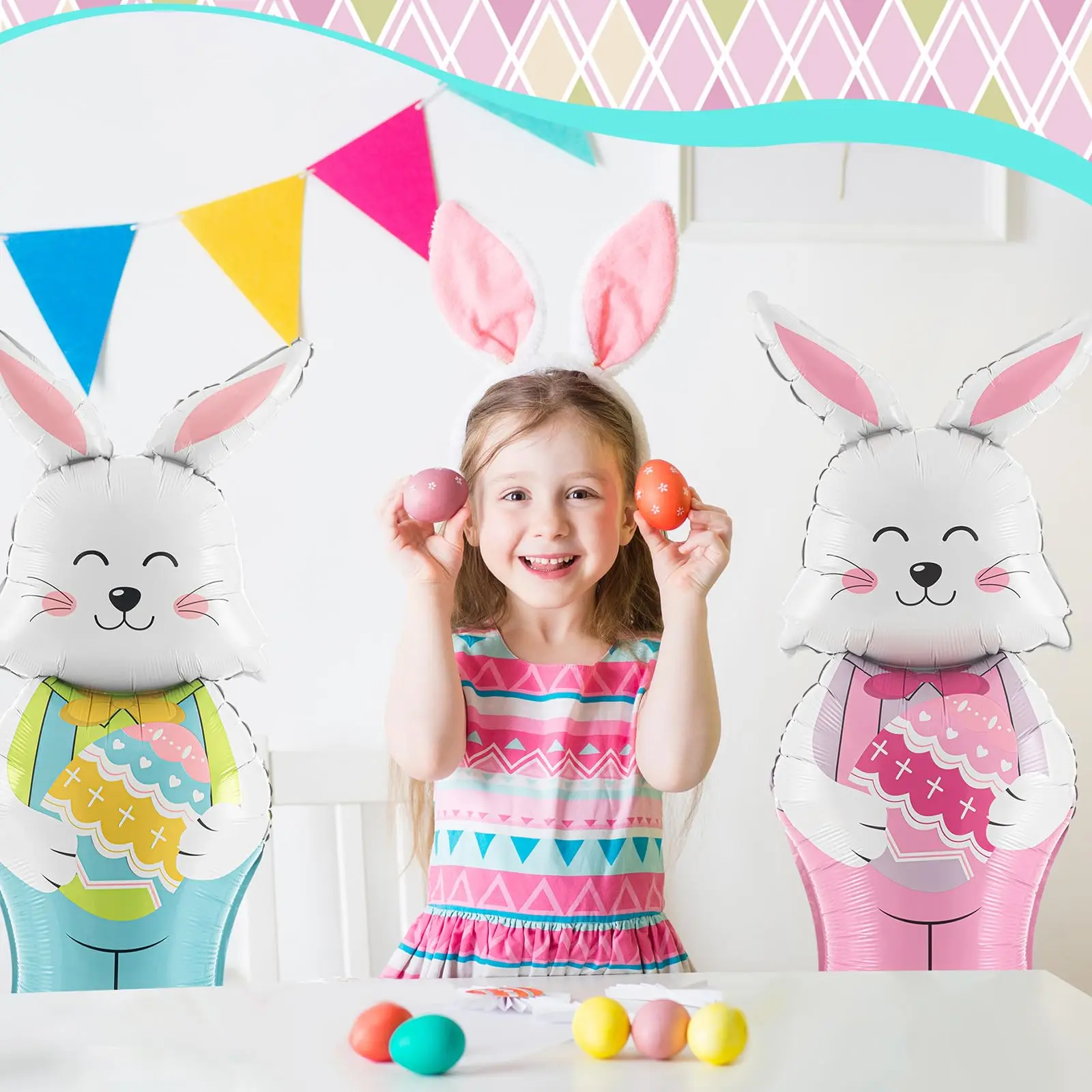 Aazon.co: 9 Pcs Easter Bunny Balloons Foil Carrot Balloon Daisy Balloon Anial Far Theed...