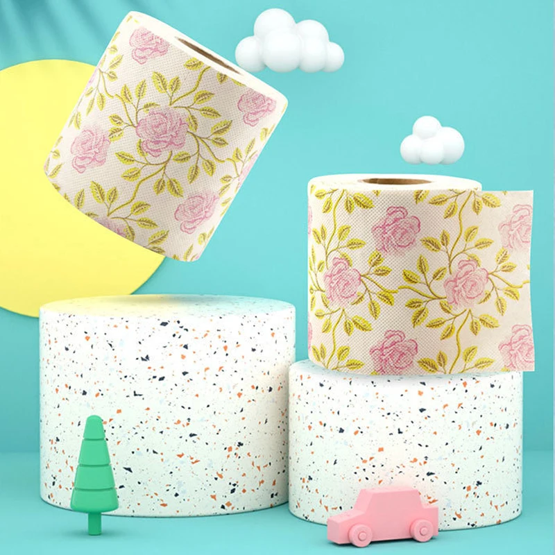 1-5pcs Rose Printed Toilet Paper Colorful Toilet Paper Roll Creative Party Napkin Printed Flower Napkins