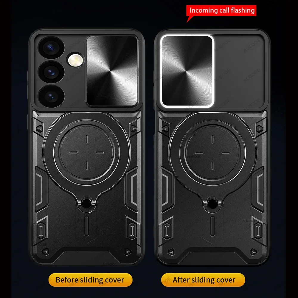 Case for Samsung Galaxy S24 Slide Lens Magnetic Stand Cover for Galaxy S24 S23 FE S22 Plus M54 M53 A05 A05S A54 A34 A24 Shell