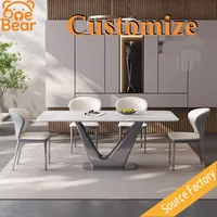 Table à manger portable en marbre personnalisable, bureau à manger au design élégant pour balcon et petite salle à manger 1