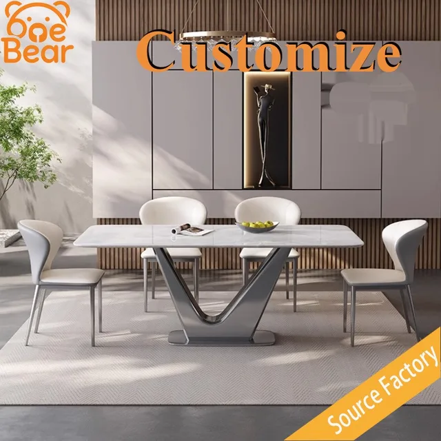 Table à manger portable en marbre personnalisable, bureau à manger au design élégant pour balcon et petite salle à manger 1