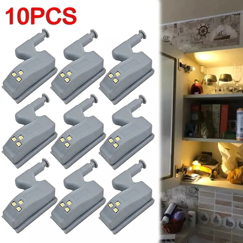 

10Pcs Cabinet Closet Automatic Hinge LED Sensor Light For Kitchen Livingroom Bedroom Cabinet Cupboard Closet cool white lamp