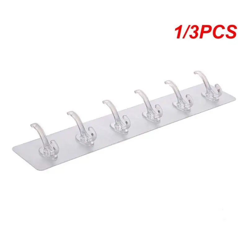 

1/3PCS Row Transparent Wall Hanger Hooks Strong Adhesive Wall Hangers Hooks For Bathroom Kitchen Towels Hats Keys Storage Rack