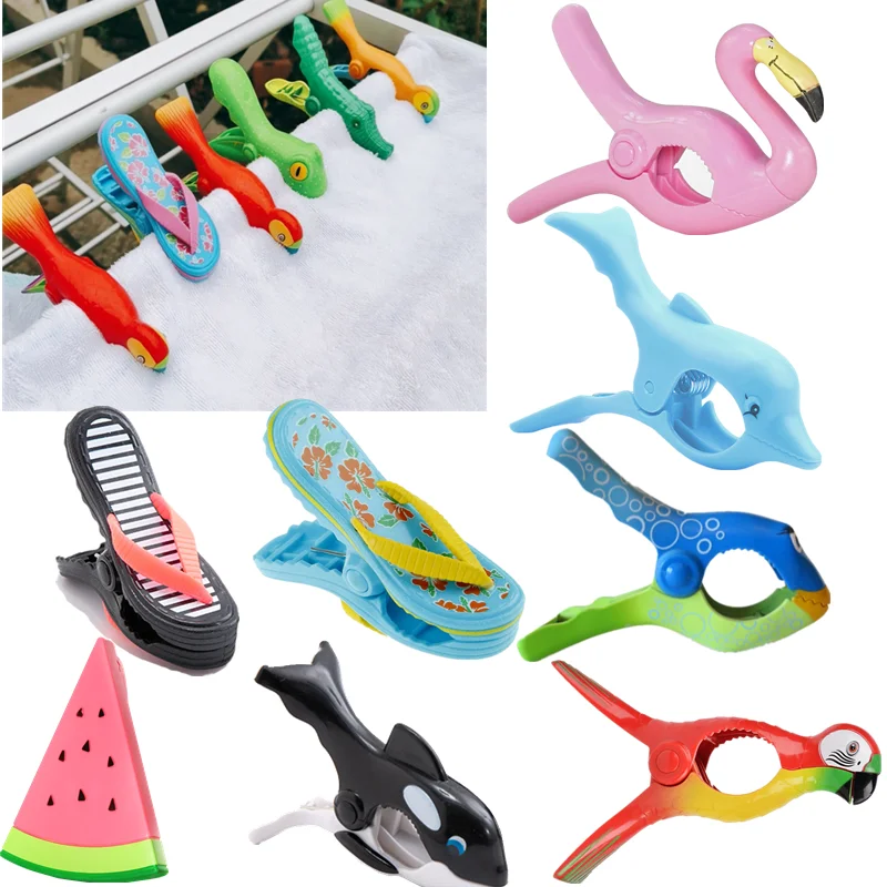 Plastic Beach Towels Clips For Sunbeds Sun Lounger Animal Decorative Clothes Pegs Pins Large Drying Racks Retaining Clip Beach Towel Clips Clothes Pegs