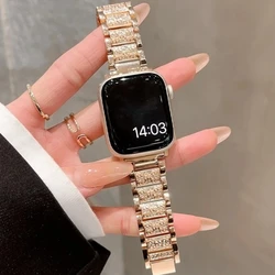 Luxurious Diamond Metal Bracelet Strap - 42(S3) 44 45 46 49mm (Rose gold)