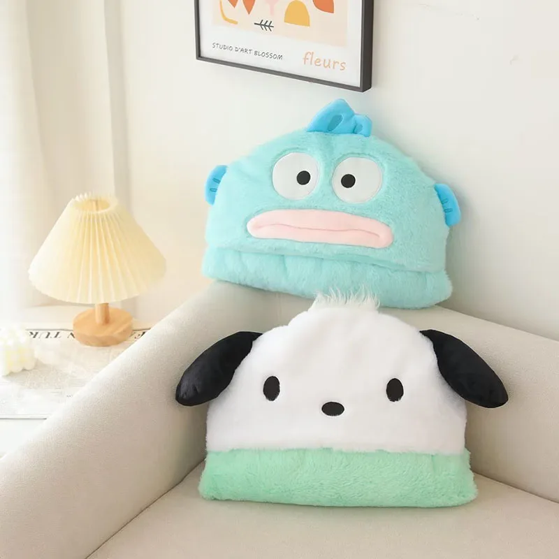 

Kawaii Sanrio Hangyodon Hooded Blanket Pochacco Cartoon Anime Cute Plushies Thickening Bilayer Keep Warm Hooded Cloak Toys