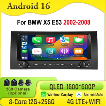 Autoradio Android Auto da 9,3 pollici con GPS e navigazione per BMW X5 E53 2002-2008, lettore multimediale video, 4G, WIFI, Bluetooth, DSP