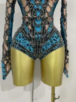2025 Sparkle Rhinestones Long Sleeve Stretch Bodysuits Women Evening Luxury Birthday Party Sexy Nightclub Bar Stage Costume - Image 6