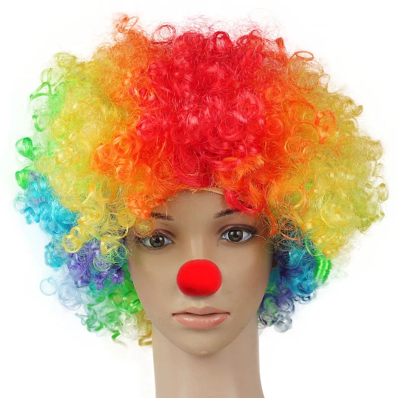 Déguisement Clown UILYNIU - Perruque Afro Rouge + Nez Rouge + Nœud Papillon - Accessoires Fête Carnaval Halloween