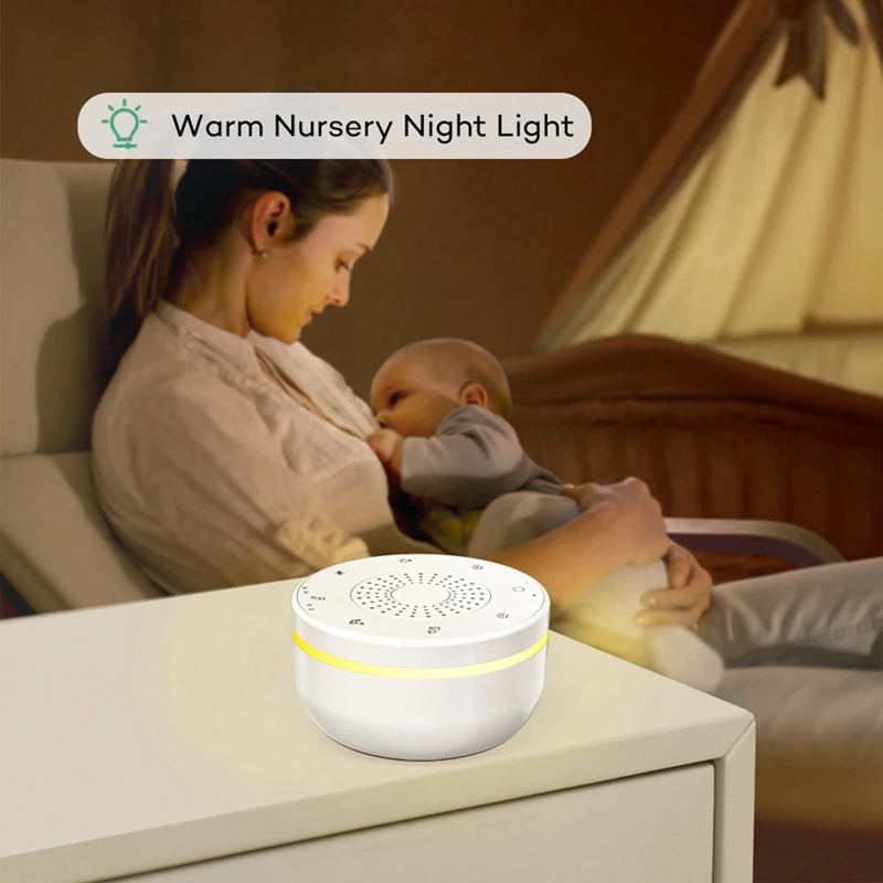 Sleep White Noise Portable Sound Machine For Adults Kids Baby, With 30 Soothing Sounds,5 Color Night Light,3 Timer