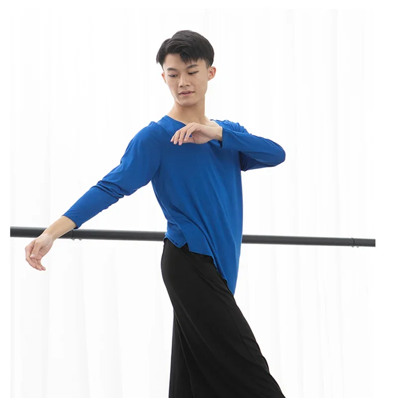 

Топ Мужской для латиноамериканских танцев, фронтальный ассиметричный Свободный Топ для современных танцев, тренировочная одежда для самбы, вальса