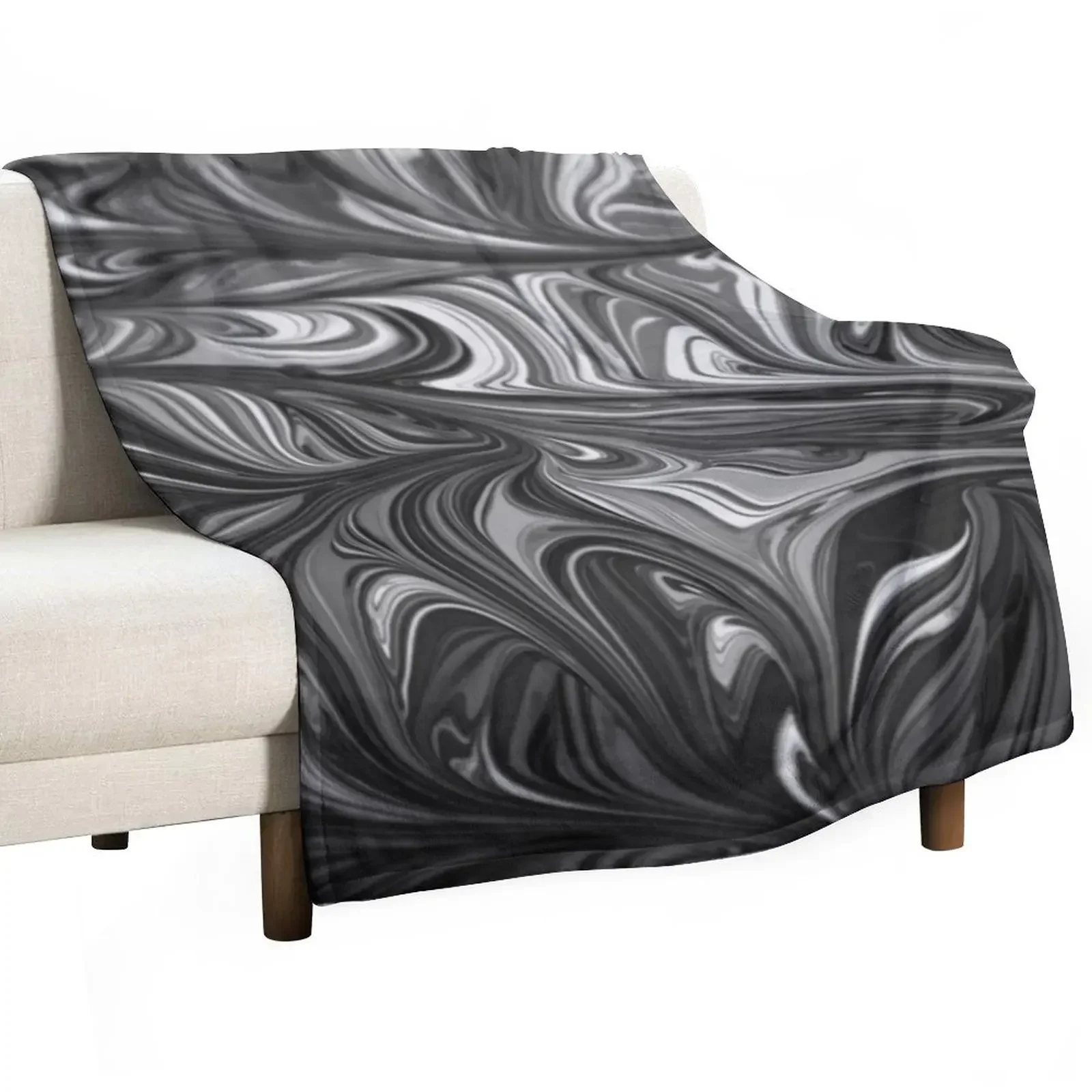

Modern Black And White Abstract Paint Pattern Throw Blanket Decorative Sofas Thermal Multi-Purpose Blankets