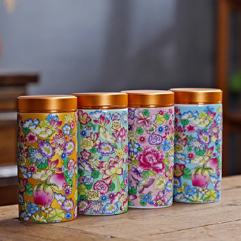Enamel Tea Candy Jar Ceramic Candy Jar Multifunctional Home Herbs Coffee Bean Sealed Box Kitchen Storage Bottle Home Decoration