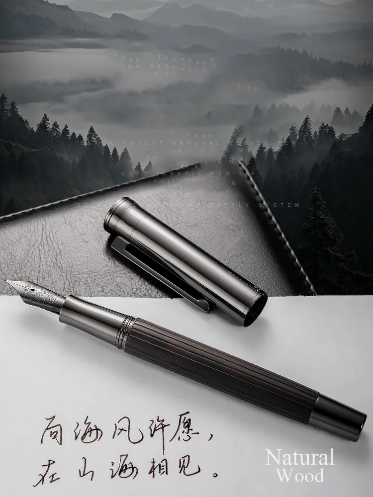 레트로 Hongdian 1866 블랙 우드 만년필, 부드러운 탄성 35  펜촉 필기 잉크 펜, 학교 사무용품 선물 펜, 신제품