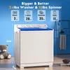 Portable Washing Machine, 40lbs Twin Tub Washer Mini Compact Laundry Machine with Drain Pump, Semi-automatic 24lbs Washer 16lbs 2