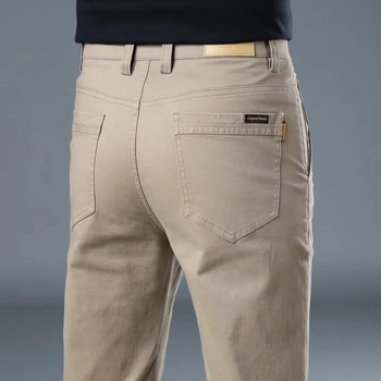 2024 Classic Men's Slim Business Jeans Casual High Stretch Work Wear Y2k Clothing Pants Male Brand Regular Fit Straight Trousers