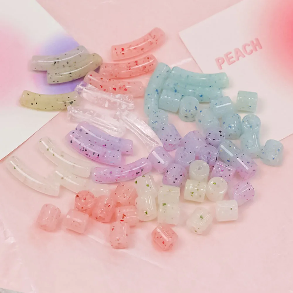 Pandahall - 10 Perline Acriliche A Tubo Curvo Colorate, 36 Mm, Forma Di Oliva, Per Creare Bracciali E Bigiotteria Fai Da Te - 2