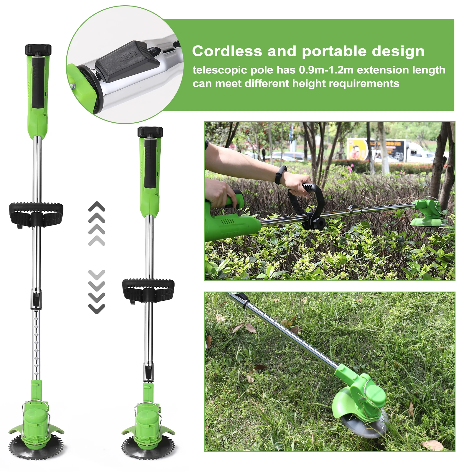 21V Electric Lawn Mower High Power Cordless Grass Trimmer Portable Electric Weed Eater Rechargeable Battery Home Garden Tools 2