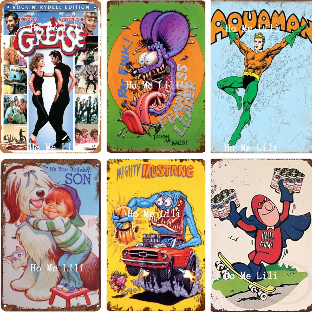 1978 Movie Rat Fink Puppy Dog Aquaman Crazy Beer Retro Skateboard Metal Logo Decorazione Da Parete