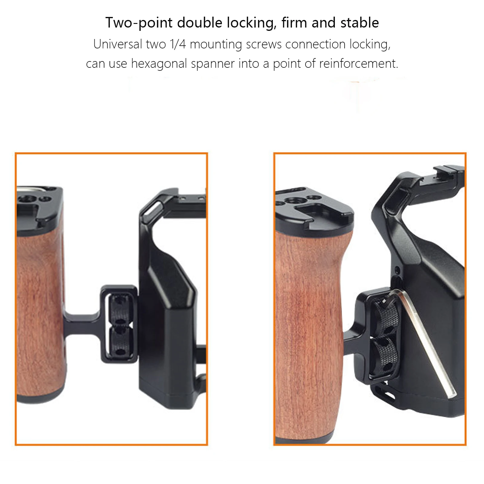Camera Side Handle Universal DSLR for Sony/Canon/Nikon Camera Wooden Mini Handgrip 1/4 Screws Cold Shoe