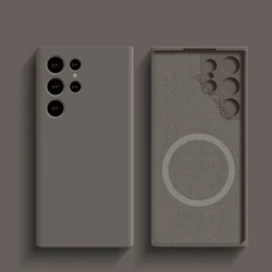 Enhanced Magnetic Liquid Silicone Case with Wireless Charging Capability - Galaxy S25 (Titanium gray)