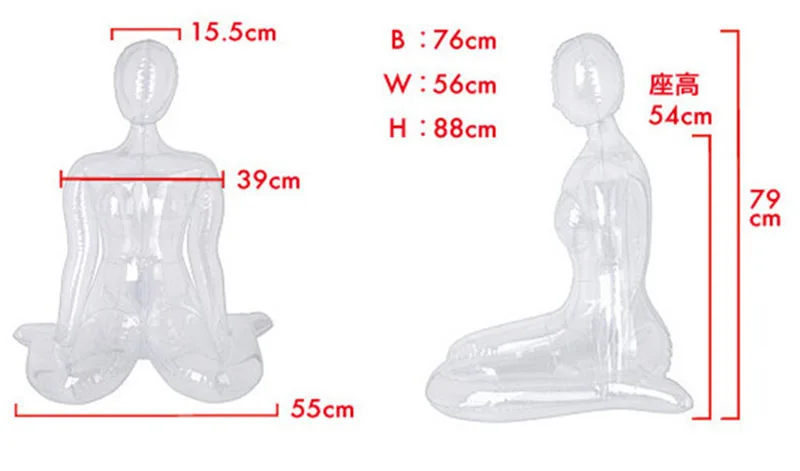 Description Picture 2 of item3style Traqnsparemnt Female Inflatable Mannequin For Body Display Aerate Cloth Casement Shooting Model Sewing DIY Accessorie