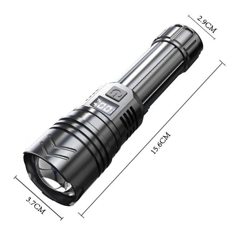 Description Picture 2 of itemPowerful LED Flashlight with Battery USB Rechargeable Flash Light Telescopic Zoom Torch Lamp Outdoor Camping Fishing Lantern