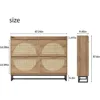 Rattan Shoe Storage Cabinet with 4 Flip Drawers, Freestanding Shoe Organizer with Metal Legs for Entryway, Rustic Oak Rattan 6