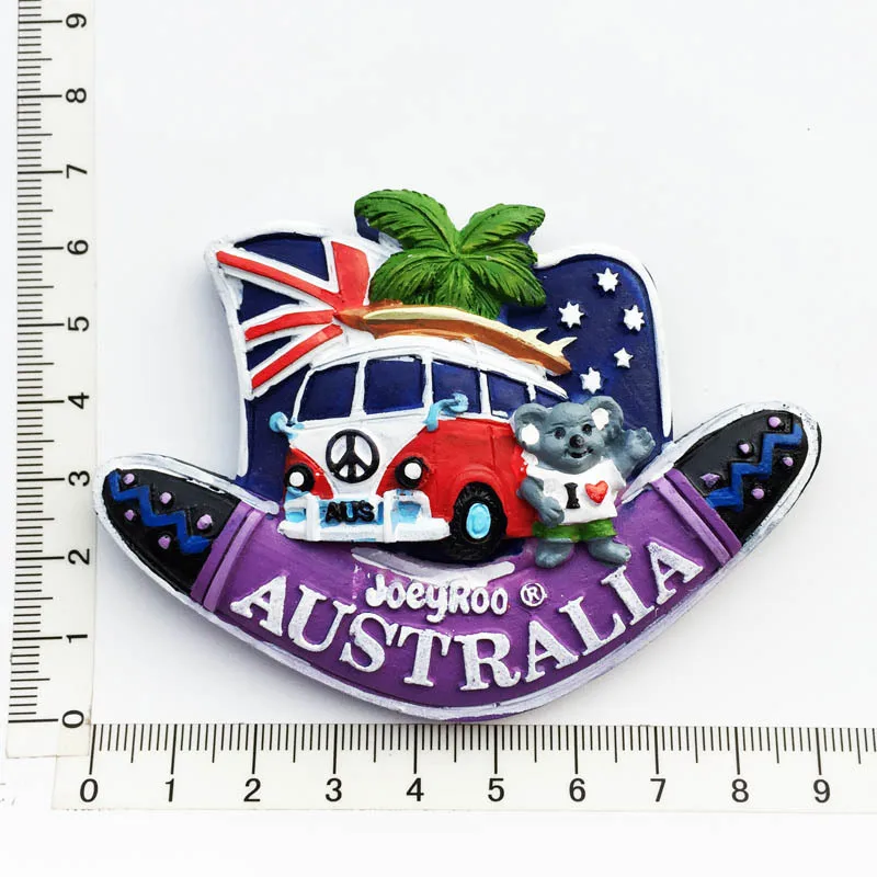 Canguro Of Australia - Magnete Da Frigo Souvenir In Vetro Cristallo E Poliresina, Fatto A Mano, 4x4 Cm, Decorazione Magnetica Per Cucina, Regalo Di Viaggio Originale - 6