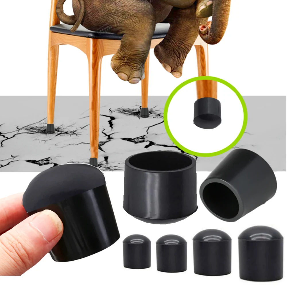 16Pcs Silicone Table Chair Leg Tips Caps Black/Transparent Non