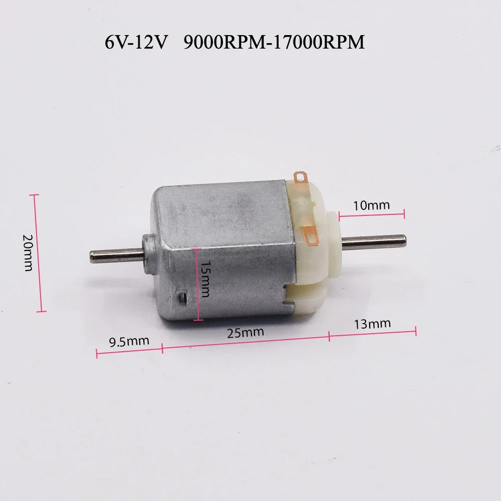 Description Picture 2 of itemFF-130SA Micro 130 Dual Shaft Motor DC 6V 7.4V 9V 12V 17000RPM High Speed Mini 20mm Electric Motor Hobby Toy Car Boat Train DIY