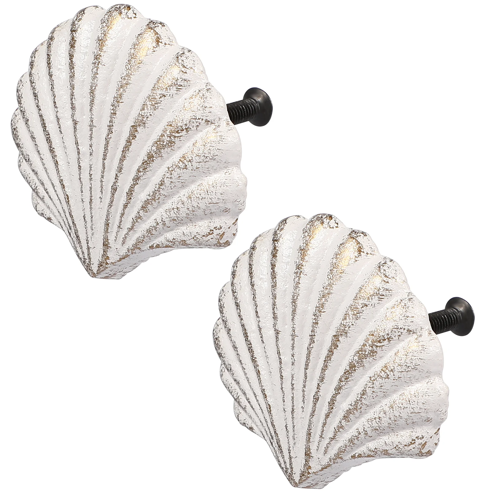 

2 Pcs Furniture Seashell Drawer Handle Cabinet Knobs Handles Cupboard White Pulls Wardrobe Child