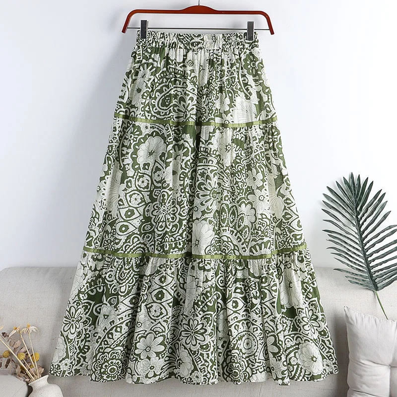 Pleated Skirts Women Spring Autumn Skirt High Waist Print Midi Skirts Womens Velvet Skirt Maxi Long Skirts Femme Faldas Mujer maxi skirt