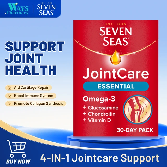 Seven Seas JointCare Essential: Omega-3, Glucosamine, Chondroitin, Vitamins C & D, Mn, Zn, 60-Day Food Supplements 1