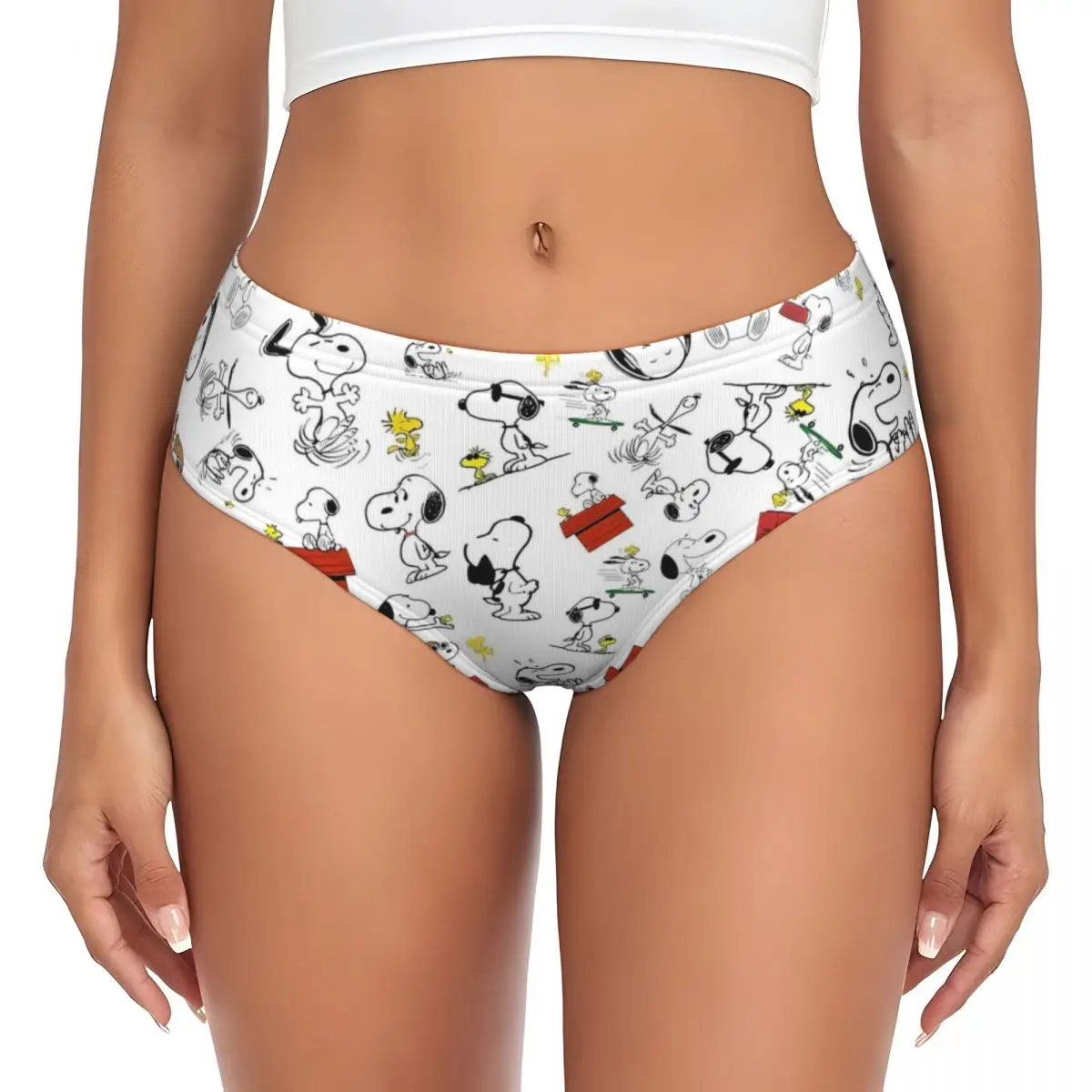 thumbnail image 1 of Braguitas personalizadas para mujer con diseño de paisaje de Van Gogh, Snoopy y Charlie Brown, ropa interior elástica para mujer, calzoncillos de Peanuts, 1 of 5