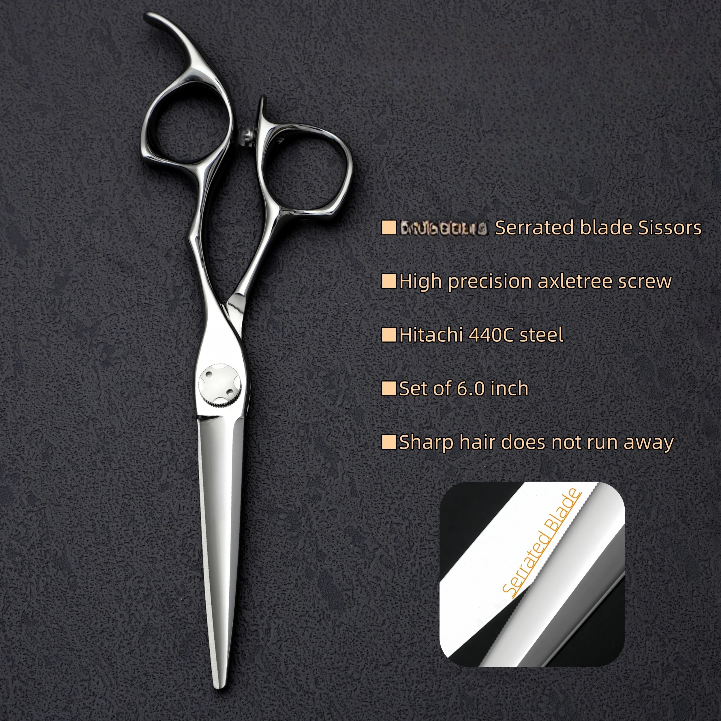 Professional 5.5-6.0 inches Serrated Blade Hair Scissors Set Japan 440c steel Barbershop Hair Cutting Tools hair scissors