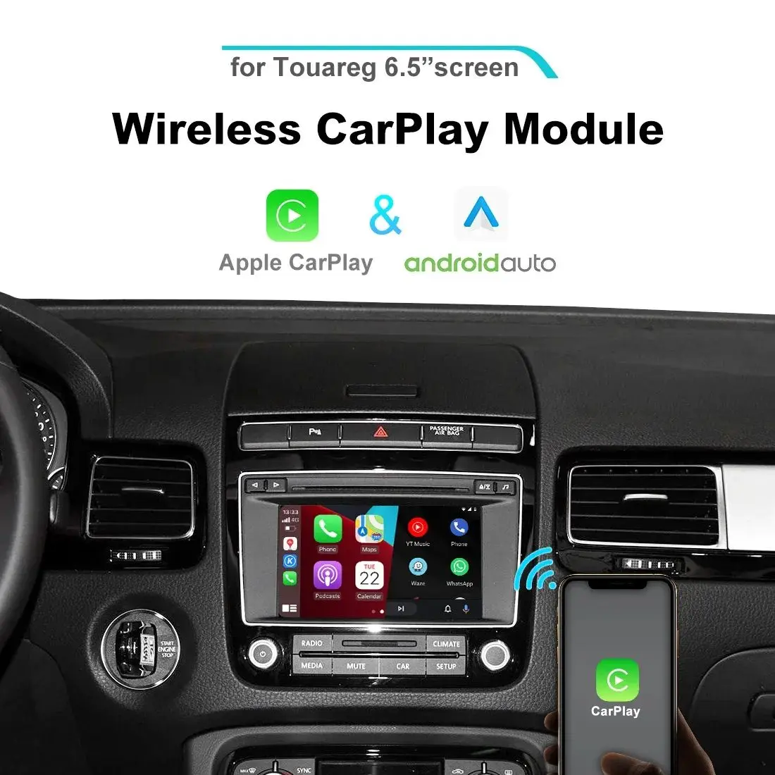 Joyeauto Car Play Interface Per Volkswagen Touareg 6.5 "Rcd550 2010-2017 Wireless Apple Carplay Android Auto Adapter Car Retrofit