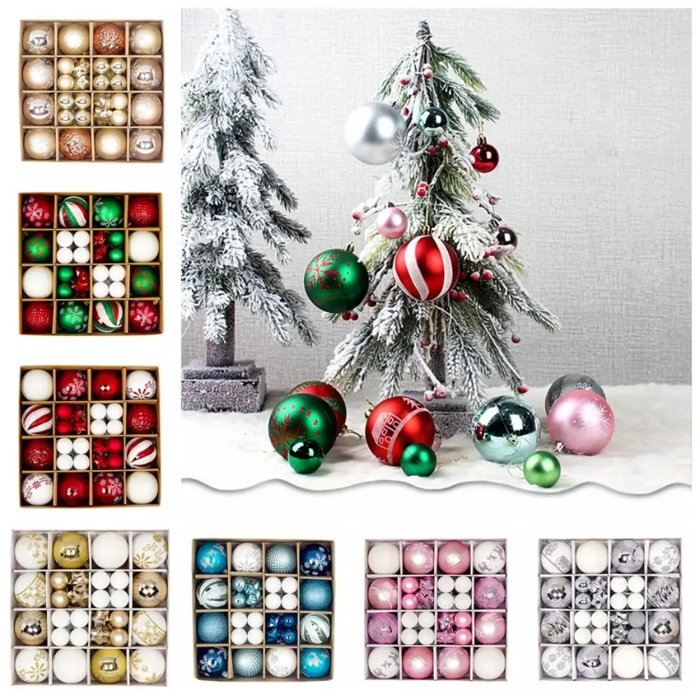 

44pcs Plastic Christmas Balls with Hanging Loop Reusable Christmas Tree Decorative 3-6cm Shatterproof Christmas Pendant Ball