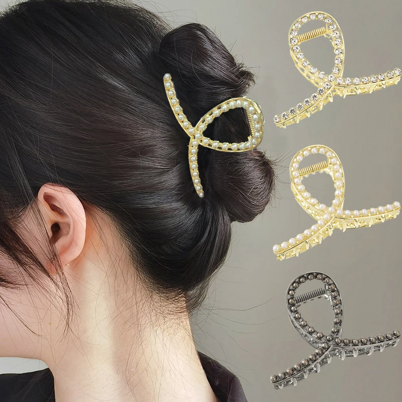 

Женская заколка для волос AWAYTR, металлическая заколка-пряжка с жемчугом, аксессуар для волос