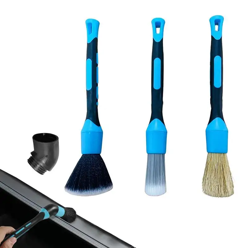

Car Brush Interior Cleaner 3pcs Exterior Cleaning Soft Bristle Brush Car Care Accessories For Leather Seats Emblems Tires Engine
