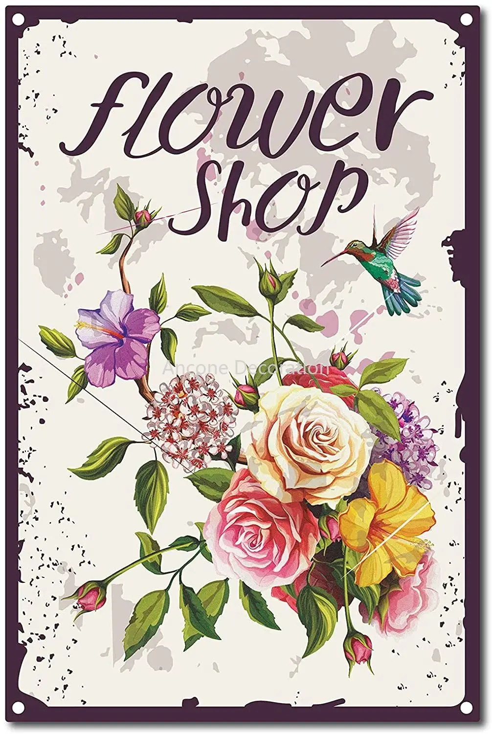 

Retro Vintage Tin Sign Flowers Shop Metal Wall Decor Decoration Art Mural for Home Garden Kitchen Bar Pub Office Garage Poster